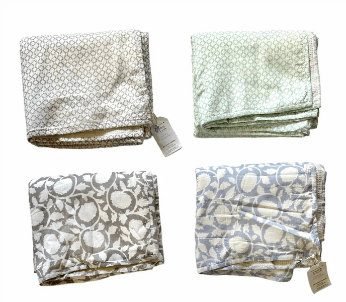 Block Printed Towel Grey Diamond