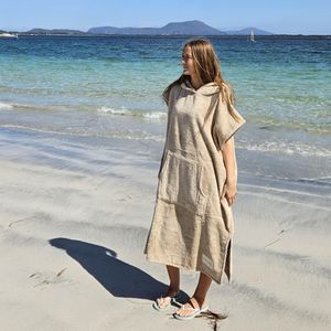 Hovedbilde  "Hoddevika" Surfeponcho Sand S/M og M/L 